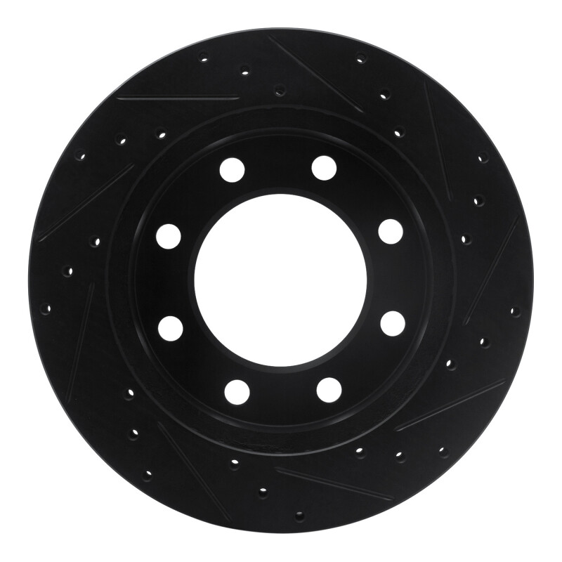 Cadillac DeVille Brake Rotor (1) - Front Left - R1 Concepts - Drilled & Slotted - Black - `99-`20
